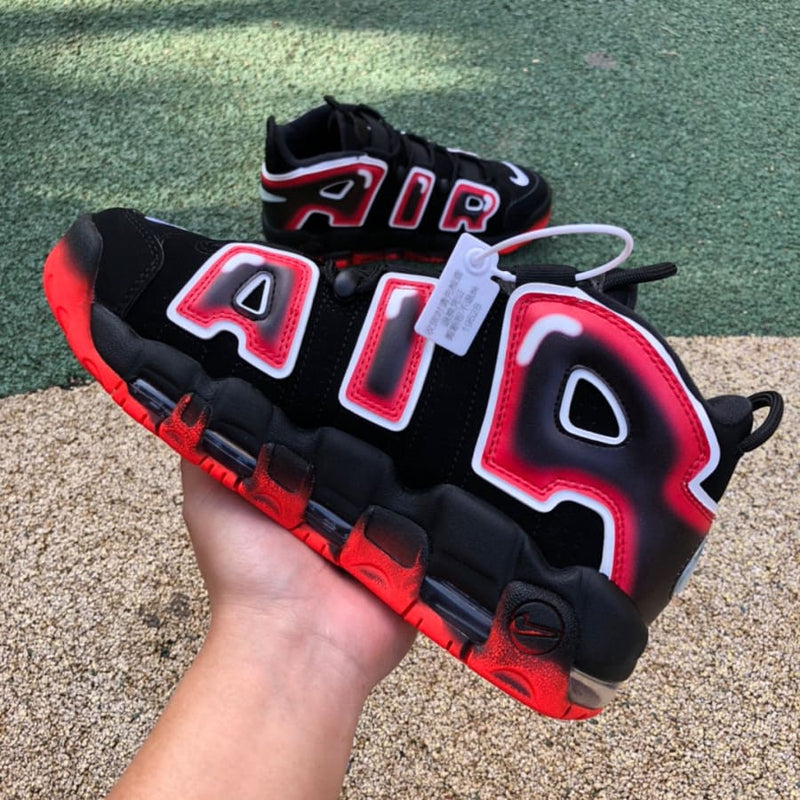 Nike Air More Uptempo Black White Laser Crimson