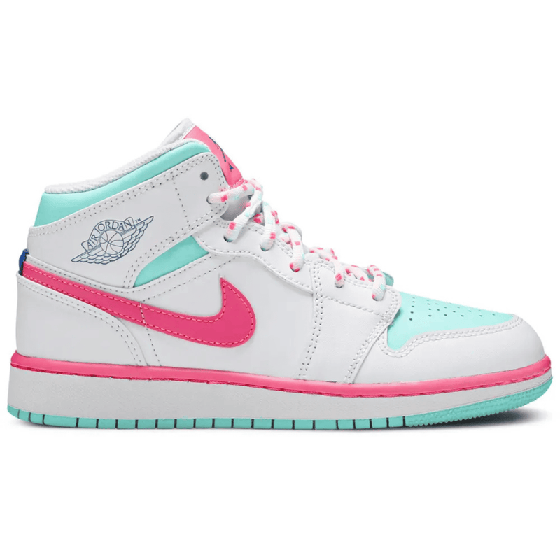 Air Jordan 1 Mid White Pink Green Soar