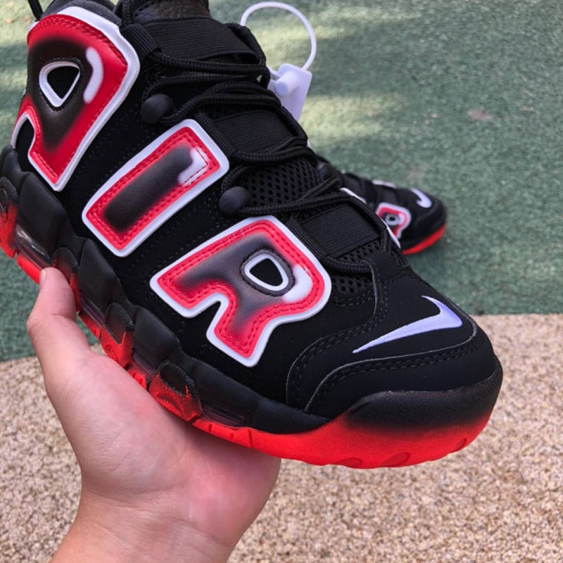 Nike Air More Uptempo Black White Laser Crimson