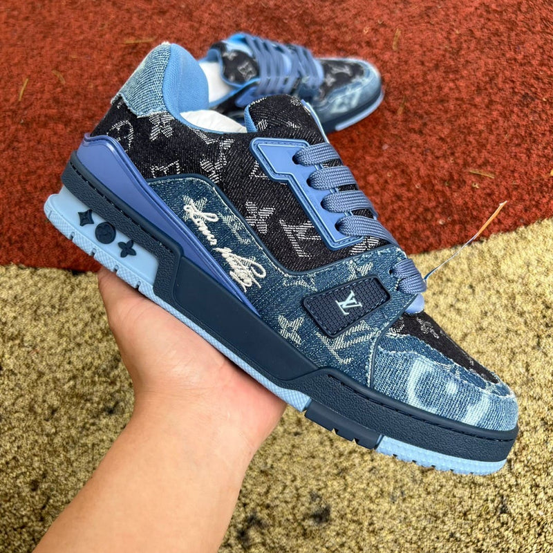 Louis Vuitton LV Trainer Blue Patchwork Monogram Denim