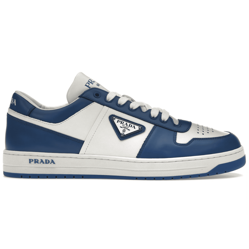 Prada Downtown Low Top Sneakers Leather White Cobalt Blue