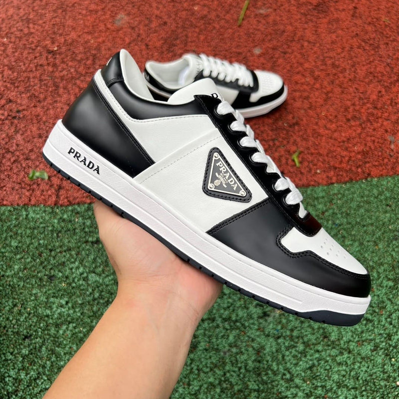 Prada Downtown Low Top Sneakers Leather White Black