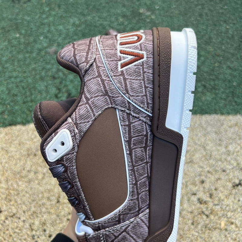 Louis Vuitton LV Trainer Mocha Brown Crocodile