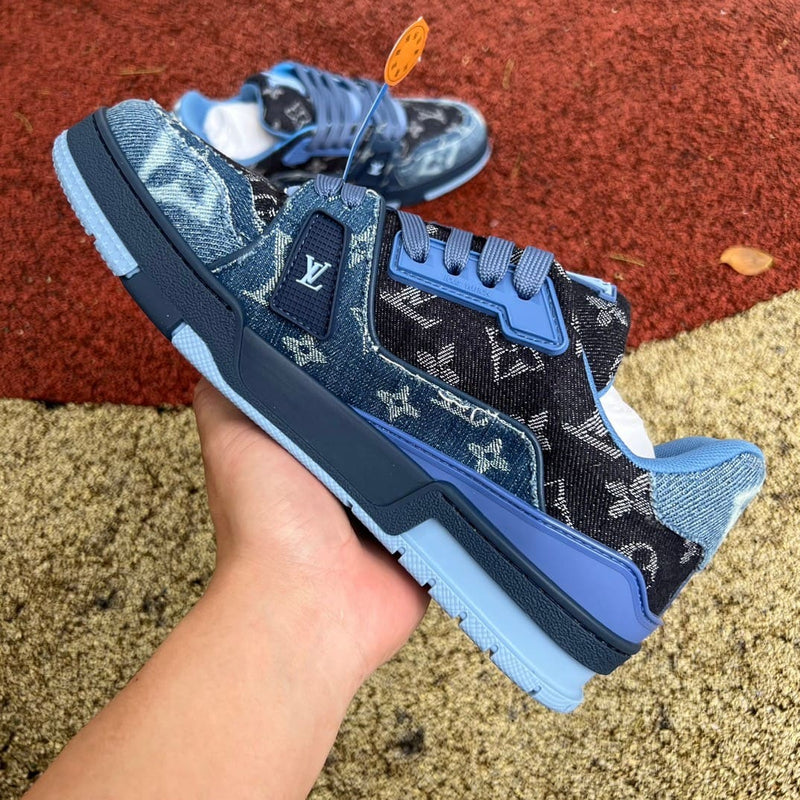 Louis Vuitton LV Trainer Blue Patchwork Monogram Denim