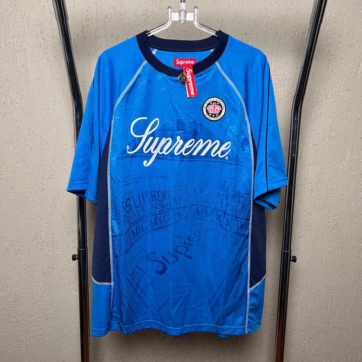 ウェア Supreme Jacquard Soccer Jersey Blue S Supreme Jacquard Soccer Jersey Blue | Senikersku