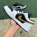 Air Jordan 1 Low White Black Metallic Gold Swoosh