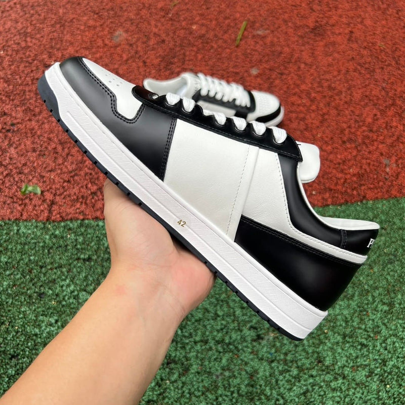 Prada Downtown Low Top Sneakers Leather White Black