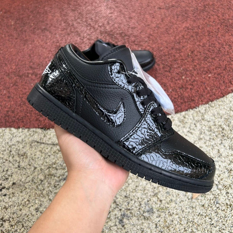 Air Jordan 1 Low SE Patent Elephant Black