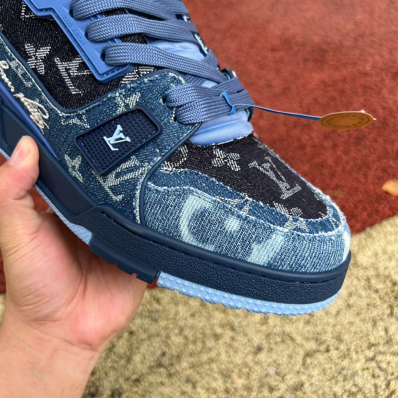 Louis Vuitton LV Trainer Blue Patchwork Monogram Denim