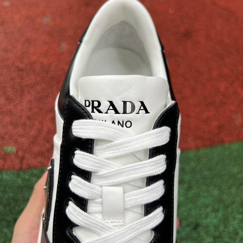 Prada Downtown Low Top Sneakers Leather White Black