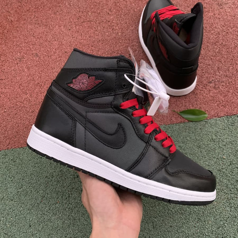 Air Jordan 1 Retro High Black Satin Gym Red