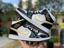 Air Jordan 1 Mid Patent Black White Gold