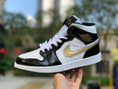 Air Jordan 1 Mid Patent Black White Gold